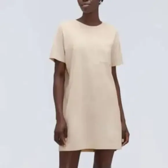 EVERLANE The Organic Cotton Weekend Tee Dress Yellow Mini Pocket Short Sleeve - Picture 2 of 8
